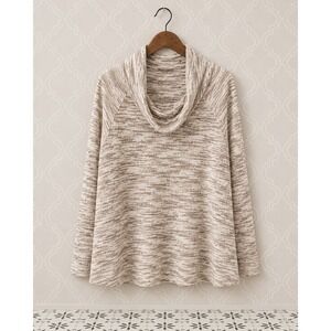 Ruby Rd. Beige Brown Knit Cowl Neck Pullover Sweater 1X Women‎ Long Sleeve